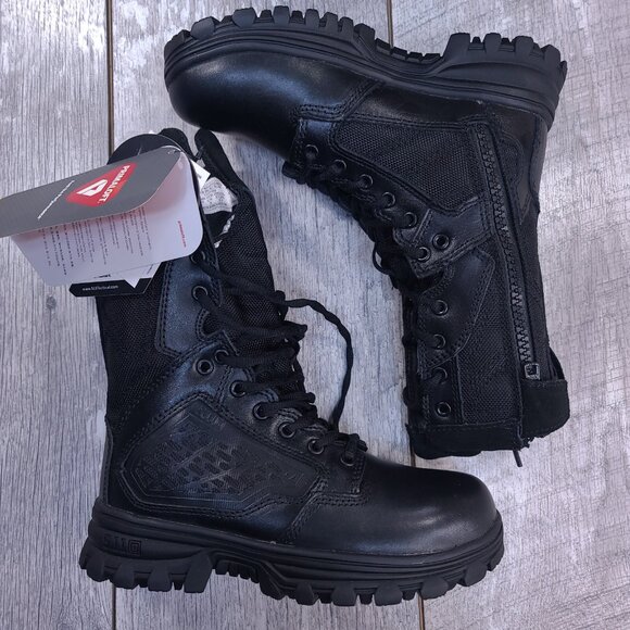 5.11 Tactical EVO 8" Boot Mens 4 Black Insulated Side Zip Shock Absorbing D3O - Picture 4 of 9